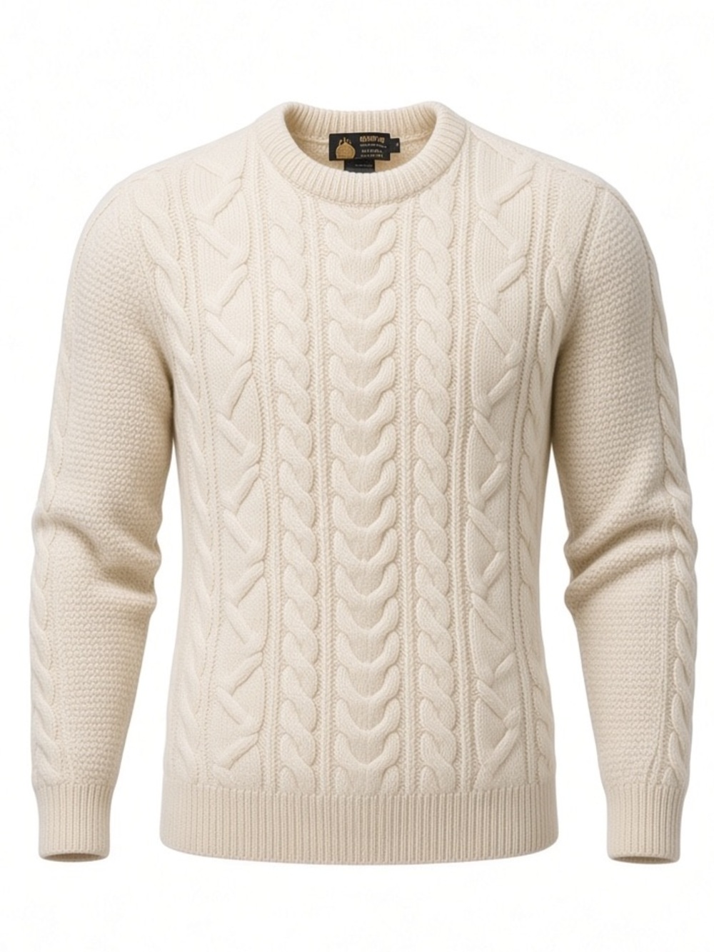 PEREGRINE Vintage knitwear ivory 100% New Wool cable knit fisherman’s sweater XL